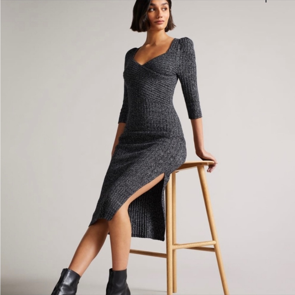 Ted Baker Chelsiy Sweetheart Neckline Sweater dress EUC